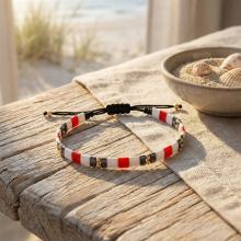 Мъжка гривна със златни топчета и хематит