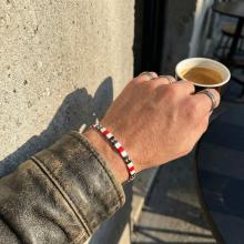 Мъжка гривна със златни топчета и хематит