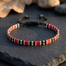 Мъжка гривна със златни топчета и хематит