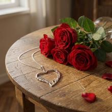 Сребърен медальон във формата на сърце - Мамо, обичам те!