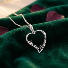 Сребърен медальон във формата на сърце - Мамо, обичам те!