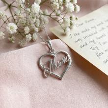 Сребърен медальон сърце Мама