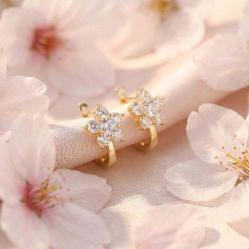 Детски златни обеци Цветенца