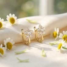 Детски златни обеци Цветенца