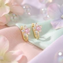 Детски златни обеци Розови Цветя