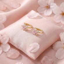 Детски златни обеци Розови Цветя