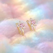 Детски златни обеци Розови Цветя