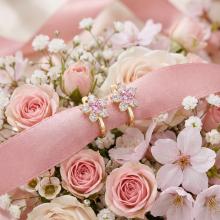 Детски златни обеци Розови Цветя