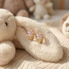 Детски златни обеци Цветенца