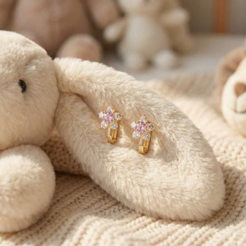 Детски златни обеци Цветенца