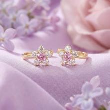 Детски златни обеци Цветенца