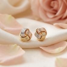 Трицветни златни обеци Love Knot Трицветни златни обеци Love Knot