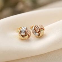 Трицветни златни обеци Love Knot Трицветни златни обеци Love Knot