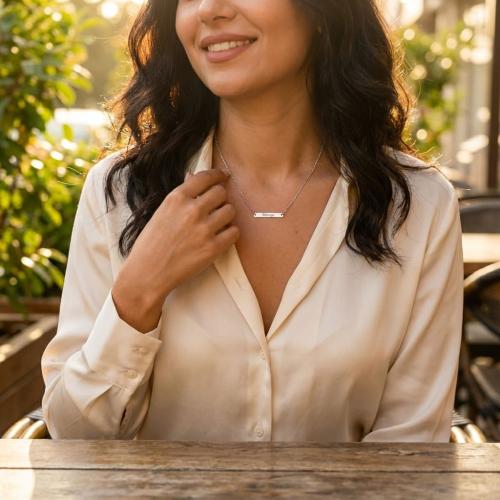 Сребърно колие с плочка и възможност за гравиране