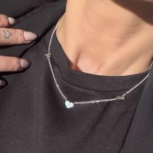 Сребърно колие със сърце и буква по избор