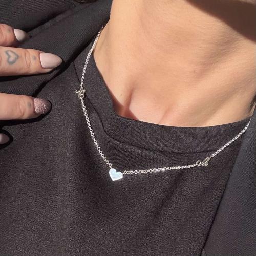 Сребърно колие със сърце и буква по избор