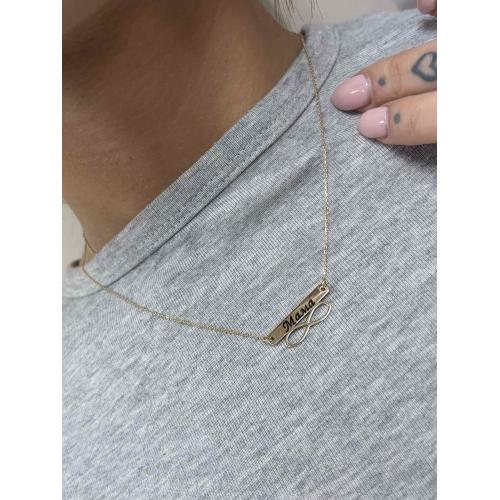 Златно колие с плочка Безкрайност с възможност за гравиране