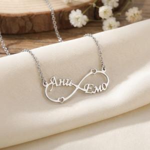 Сребърно колие с безкрайност и две имена по избор