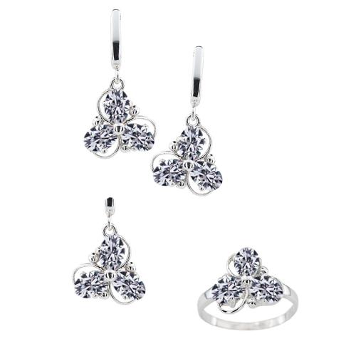 Сребърен Комплект 7143 Обеци, Пръстен и Медальон