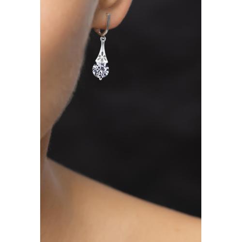 Сребърен Комплект Обеци и Медальон Цирконий 7147