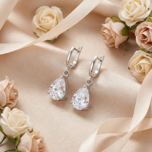 Сребърни Обеци Кристална Капка