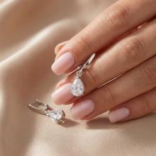 Сребърни Обеци Кристална Капка