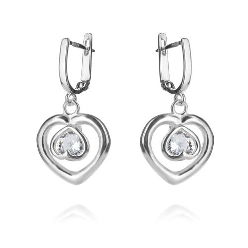 Сребърен комплект сърца с циркони 7102