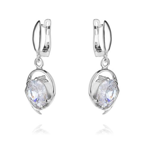 Сребърен Комплект Обеци и Медальон Цирконий 7151