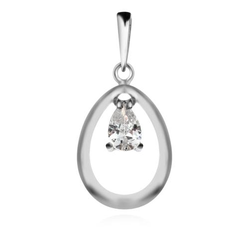 Сребърен Комплект Обеци И Медальон с циркони 7145