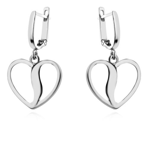 Сребърен Комплект Сърца Обеци и Медальон 7148