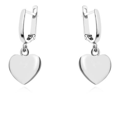 Сребърен Комплект Сърца Обеци и Медальон 7154