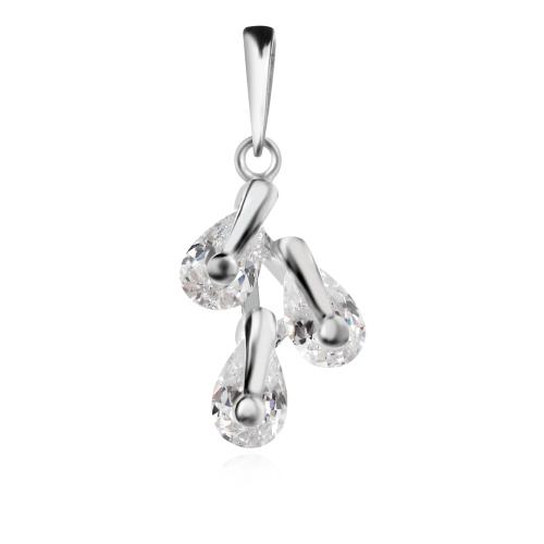 Сребърен Комплект Обеци, Медальон и Пръстен с Цирконий 7162