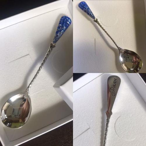 Сребърна лъжица с кристали от Sw® L1 Saphhire, Light Saphhire, Crystal