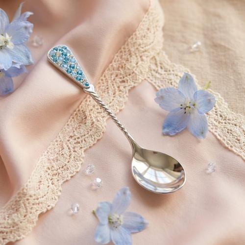 Сребърна лъжица с кристали от Sw® L1 Deep Blue