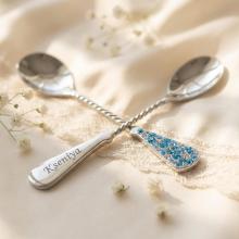 Сребърна лъжица с кристали от Sw® L1 Deep Blue Сребърна лъжица с кристали от Sw® L1 Deep Blue