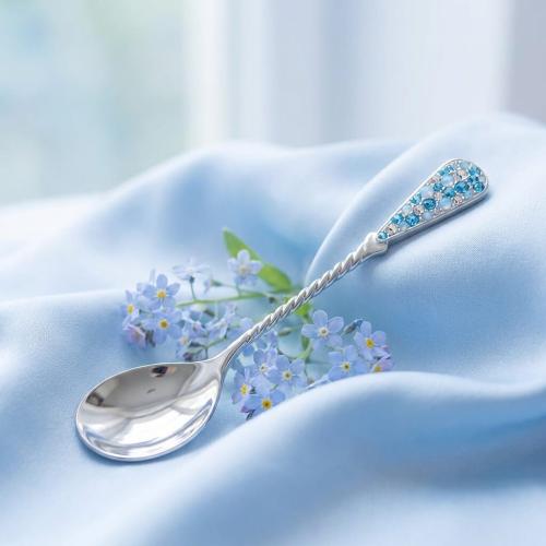 Сребърна лъжица с кристали от Sw® L1 Deep Blue