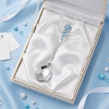 Сребърна лъжица с кристали от Sw® L1 Deep Blue Сребърна лъжица с кристали от Sw® L1 Deep Blue