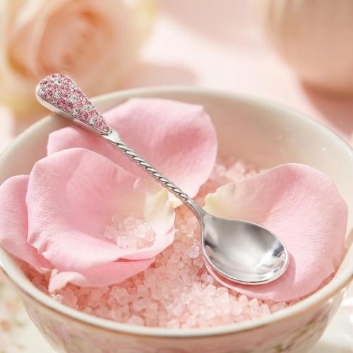 Сребърна лъжица с кристали от Sw® L1 Rose Shade