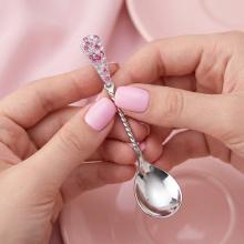 Сребърна лъжица с кристали от Sw® L1 Rose Shade