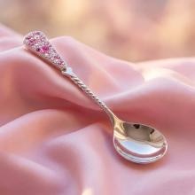 Сребърна лъжица с кристали от Sw® L1 Rose Shade