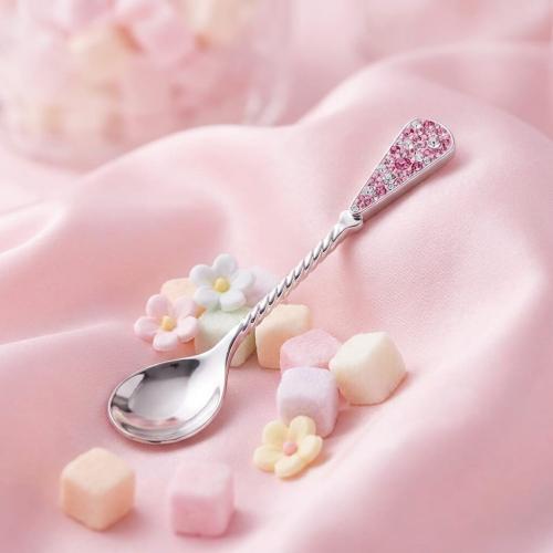 Сребърна лъжица с кристали от Sw® L1 Rose Shade