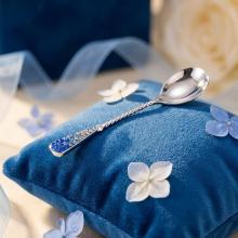 Сребърна лъжица с кристали от Sw® L1 Saphhire, Light Saphhire, Crystal