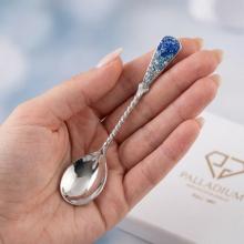 Сребърна лъжица с кристали от Sw® L1 Saphhire, Light Saphhire, Crystal
