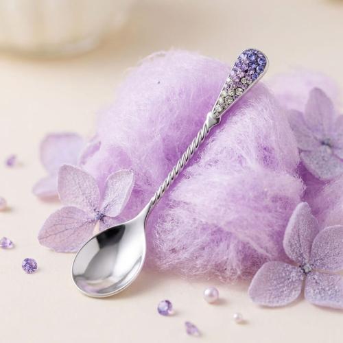 Сребърна лъжица с кристали от Sw® L1 Tanzanite, violet, crystal