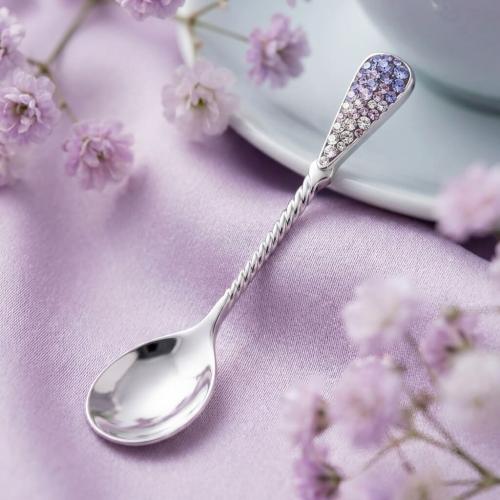 Сребърна лъжица с кристали от Sw® L1 Tanzanite, violet, crystal