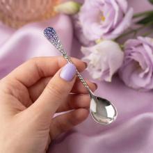 Сребърна лъжица с кристали от Sw® L1 Tanzanite, violet, crystal