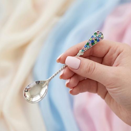 Сребърна лъжица с кристали от Sw® L1 Multicolor