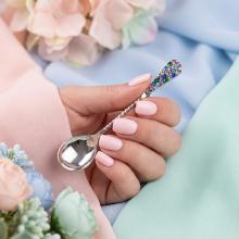 Сребърна лъжица с кристали от Sw® L1 Multicolor