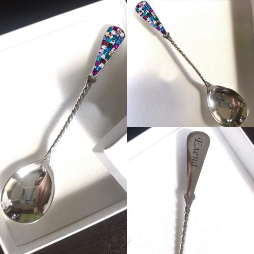 Сребърна лъжица с кристали от Sw® L1 Multicolor
