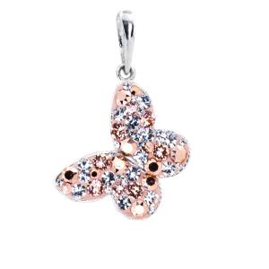 Сребърен медальон с кристали от Sw® SM289 Peach Gold